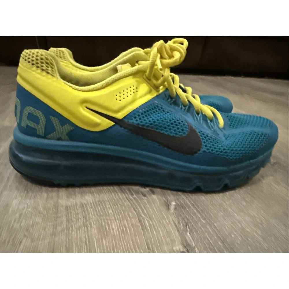 Nike Air Max 2013 Women's Size 8.5 Running Shoes Teal Yellow